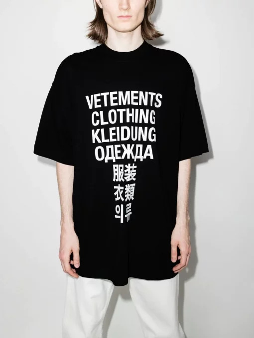 VETEMENTS Translation Print Cotton T-Shirt - Image 3