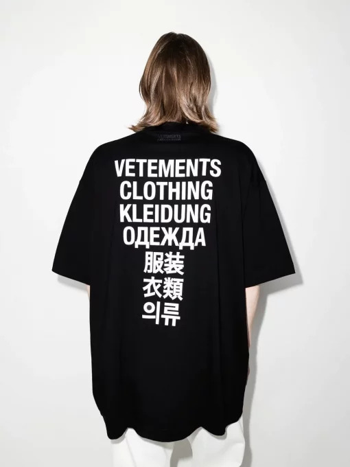 VETEMENTS Translation Print Cotton T-Shirt - Image 2