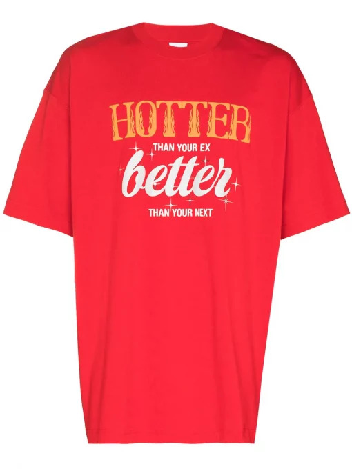 VETEMENTS Slogan-Print Cotton T-Shirt Red