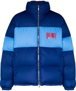 View The Look VETEMENTS Barcode-Print Two-Tone Puffer Jacket